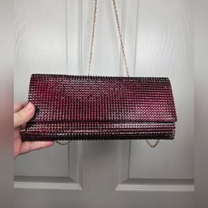 ALDO Red Rhinestone Chain Clutch Purse – Evening Bag